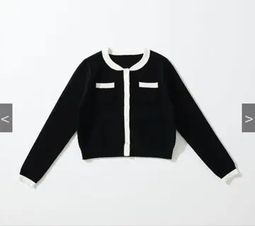 L'AUBE BLANC 컴팩트 크루넥 바이컬러 가디건 블랙