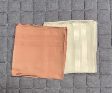 실크 스트라이프 색상 변경 브라운 그레이 포켓 치프 2장 세트