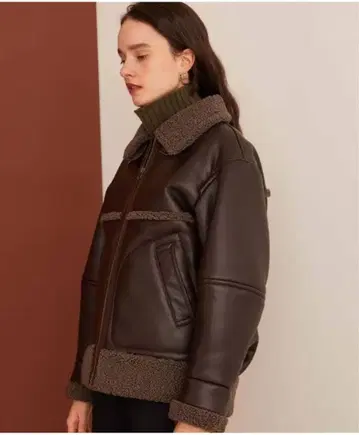 PUBLIC TOKYO 브라운 퍼 포함 가죽 자켓