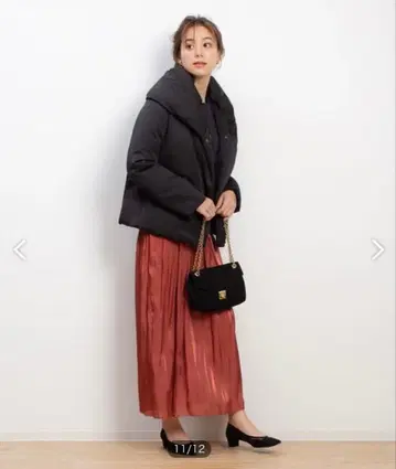 루즈 비프 새틴 개더 롱 스커트