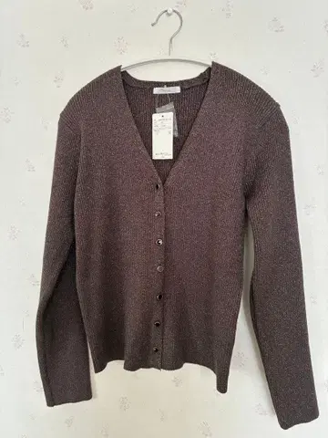 브라운 V넥 가디건 프리 사이즈