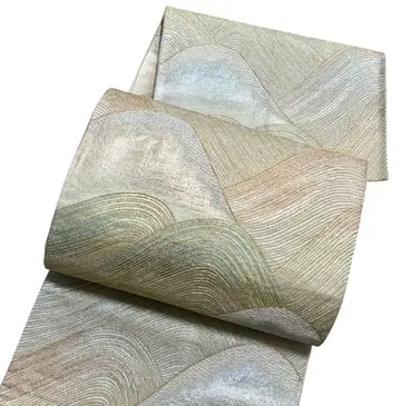 A 202 후쿠로 오비 육통 패턴 채색 실결 파도 순수 실크 기모노