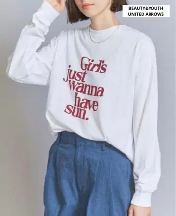 BEAUTY&YOUTH UNITEDARROWS 로고 프린트 롱 슬리브 T