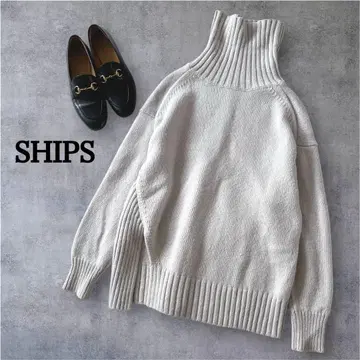 쉽스 사이드 슬릿 터틀넥 니트 알파카 울 혼방 라이트 그레이