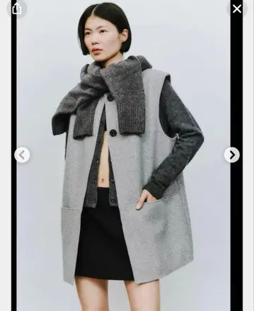 ZARA 롱 소프트 베스트 XS 그레이