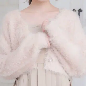 레트로걸 키라키라 샤기 가디건 핑크