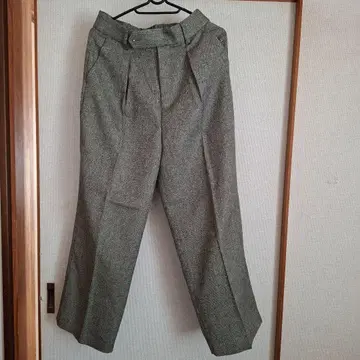 그레이 와이드 팬츠 버튼 오파크 클립