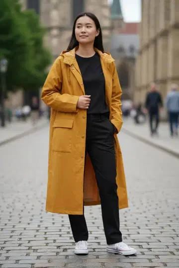 폴스미스 후드 부착 머스타드 롱 코트