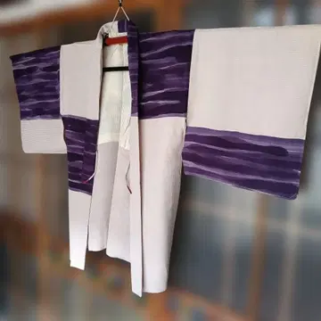 보라색과 화이트(연보라) 겉옷 순수 실크 겉옷 끈 포함