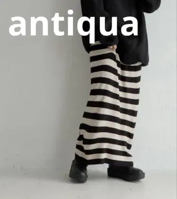 [ antiqua ] 안티카 타이트 니트 스커트 보더 새상품급