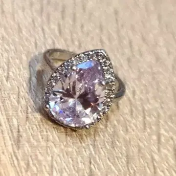 엘레강트 페어 쉐이프 반지 연보라 실버