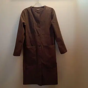 저널 스탠다드 카키 노카라 롱 코트