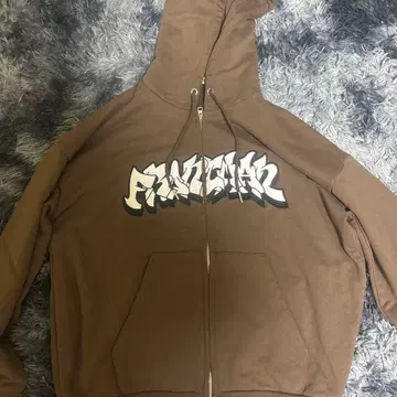 브라운 그래피티풍 후드티 L 사이즈