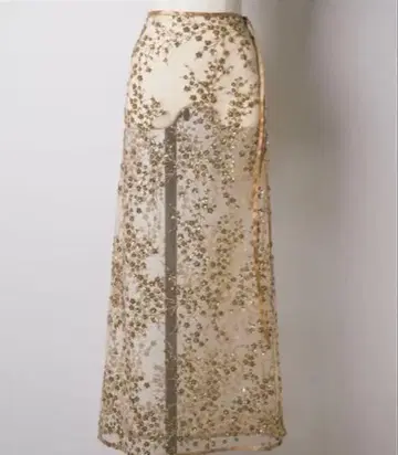 yae 플라워 스팽글 랩스커트