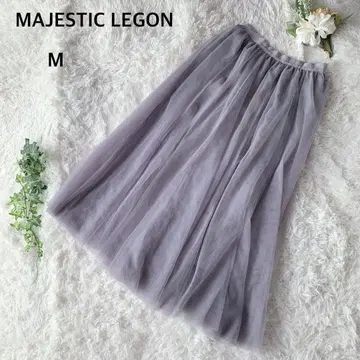마제스틱 레곤 튤 플레어 스커트 롱 허리밴딩 페미닌