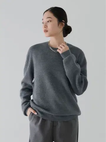 차콜 그레이 캐시미어 블렌드 메리노울 니트 3
