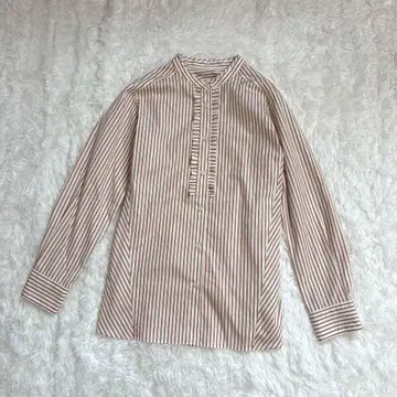 CECICA BLUE 여성용 긴팔 셔츠 M 스트라이프 면 코튼