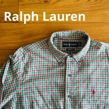 랄프 로렌 클래식 핏 봄 체크 코튼 그린