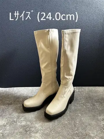 [ 무료배송 ] 통굽 스트레치 롱 부츠 아이보리 / L(24.0cm)