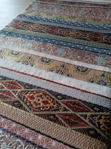 새상품급 육통 무늬 후쿠로 오비 유쇼쿠 문양 가로단 순수 실크 L23