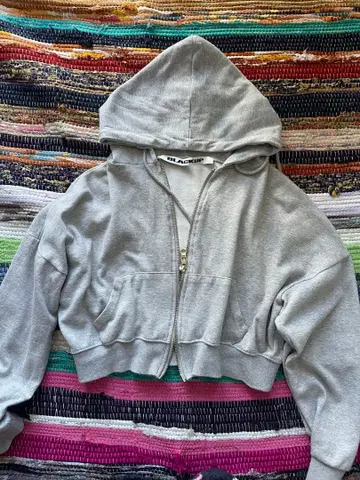 BLACKUP 크롭 집업 후드티 그레이