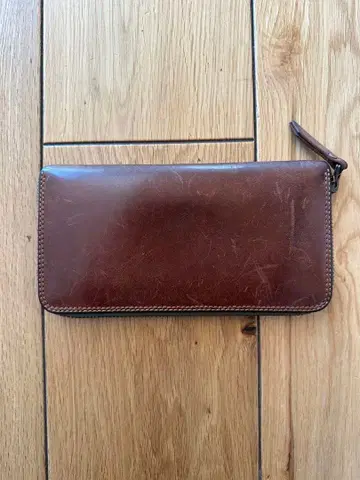 moto 브라운 가죽 장지갑 지퍼식