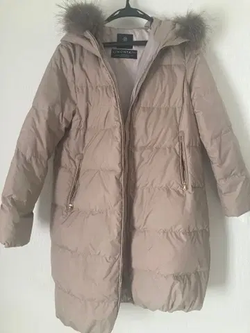 nano universe 베이지 후드 퍼 포함 롱 다운 코트