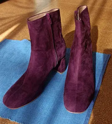 더 신즈 숏부츠 퍼플 스웨이드 지퍼 하이힐 사이즈 37