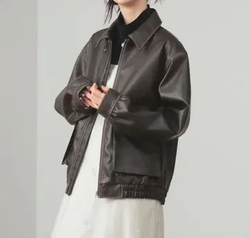 시착만 한 Ray BEAMS 인조 가죽 플라이트 자켓 브라운 0