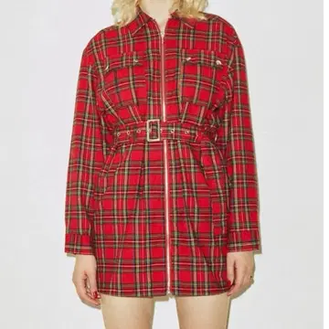 joutie 프론트 지퍼 미니 원피스 긴팔