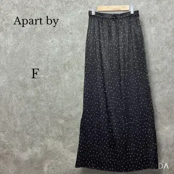 아파트바이 [ F ] 플리츠 이지 스커트 롱 기장 도트 무늬 블랙