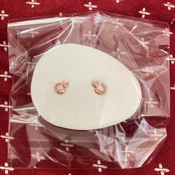 고양이 모티브 귀걸이 핑크 골드 CZ