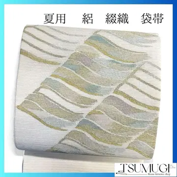 여름용 명주 츠즈레오리 류센 카스리 후쿠로 오비 기모노 041a p