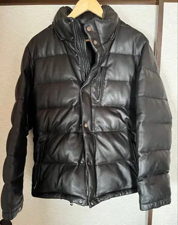 UNITED ARROWS 올 가죽 다운 자켓 남성용 L 사이즈 블랙