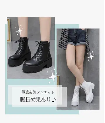 통굽 블랙 부츠 리어 지퍼