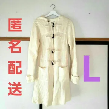 선착순 아이보리 후드 부착 니트 더플 코트 L 사이즈