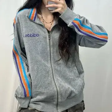 아디다스 트랙 자켓 후드티 벨로아 멀티 컬러 M