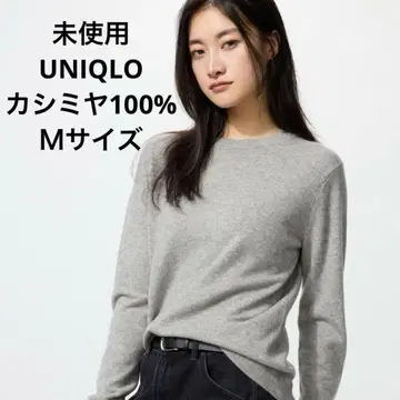 미사용 유니클로 캐시미어 크루넥 스웨터 그레이 M