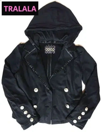 TRALALA 투라라 후드 부착 자켓 블랙 헤이세이 갸루 y2k