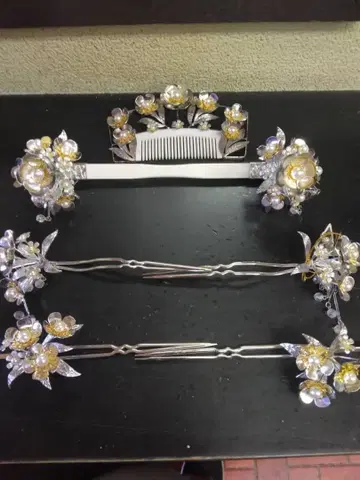 결혼식 머리 장식 머리 장식 펄 실버 일본 의류