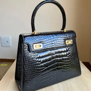 크로커다일풍 핸드백 블랙