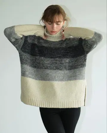 [ 새상품급 ] CLANE 클라네 보더 와이드 니트탑