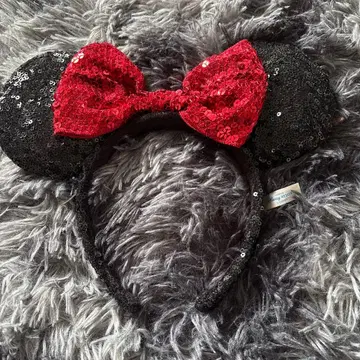 미니 마우스 귀 머리띠 블랙과 레드