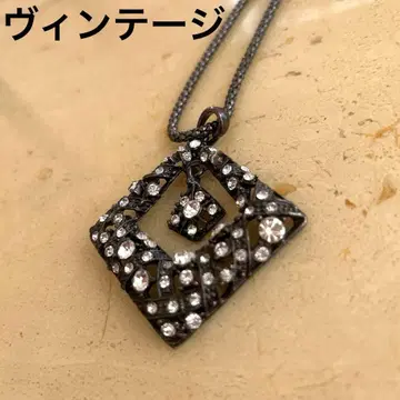 빈티지풍 큐빅 목걸이 앤티크 블랙 메탈