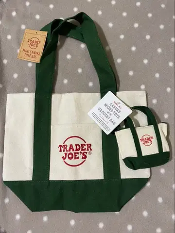 TRADER JOE'S 미니 토트백, 마이크로 토트 그린 세트