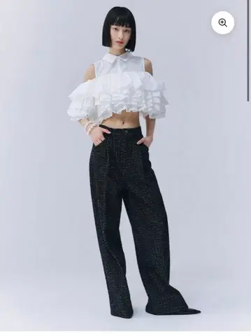 [ eimy istoire ] 트위드 라이크 데님 팬츠 블랙 24