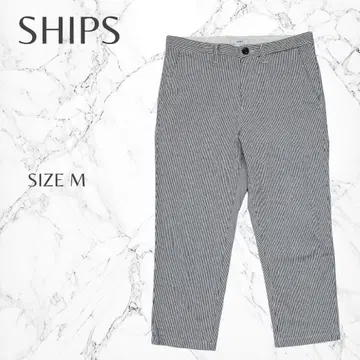 쉽스 7부 기장 핀스트라이프 개성있는 성숙 캐주얼 크롭 팬츠 M