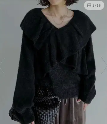 리디 크로스프릴 니트 풀오버 블랙 L 사이즈