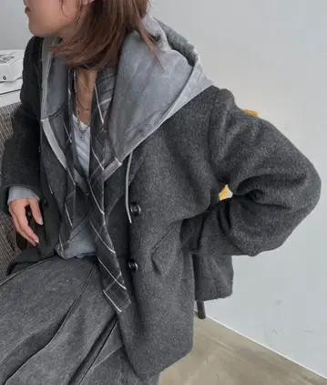 SHAGGIE 울 혼방 테일러드 오버 자켓 그레이