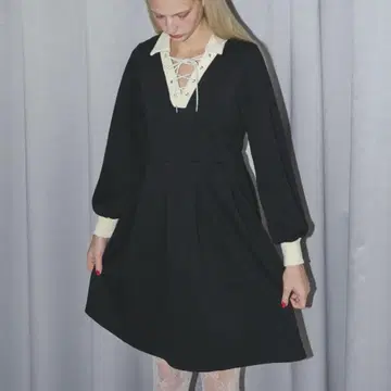 롱 슬리브 폴로 미니 원피스